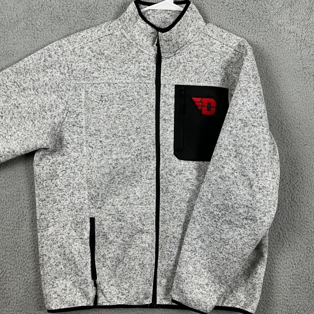 Dayton Flyers Jacket Fleece Mens XL Gray Black Full Zip Logo Captivating Apparel